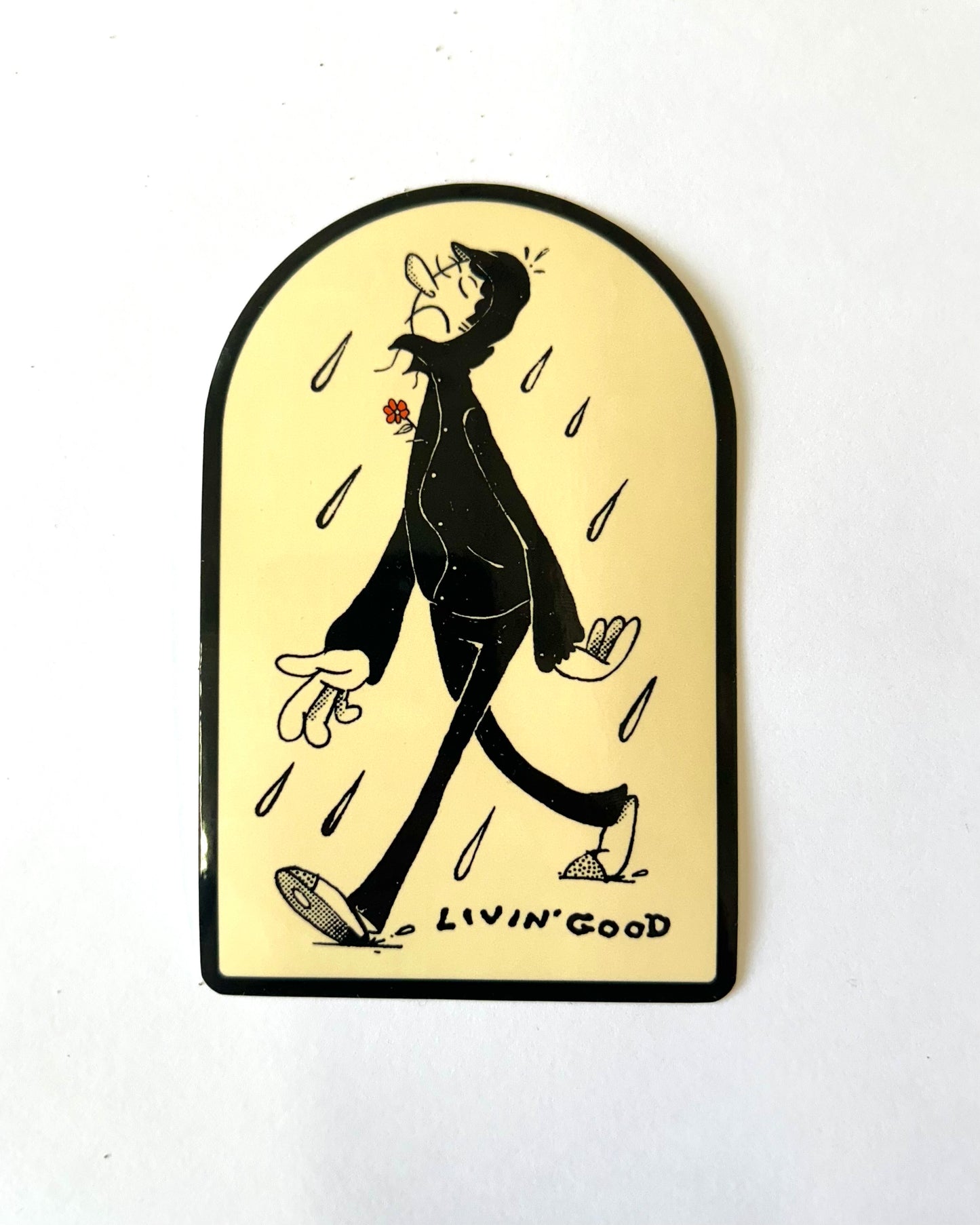 Livin' Good Rain Dude Dome Sticker 3"x5"