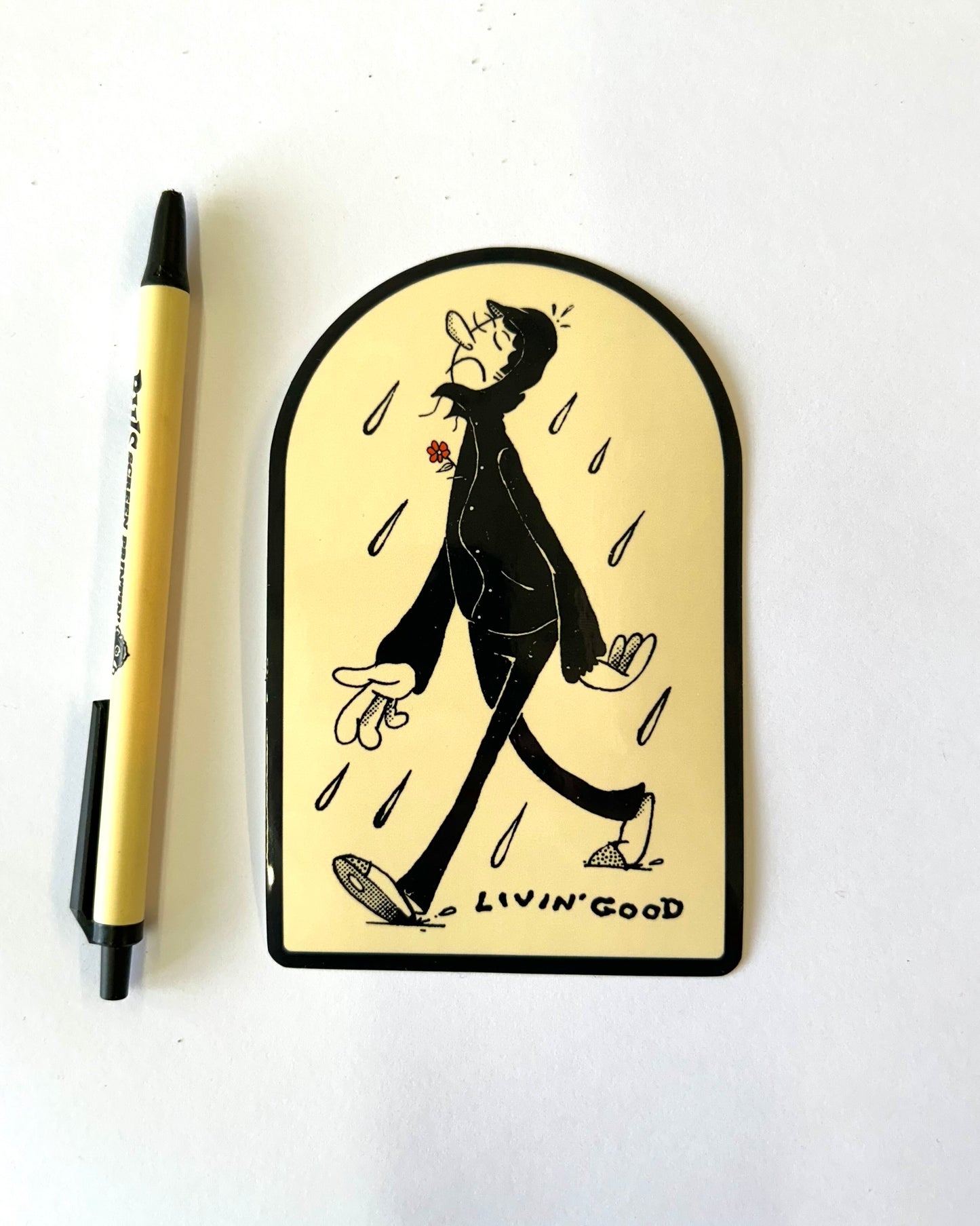 Livin' Good Rain Dude Dome Sticker 3"x5"