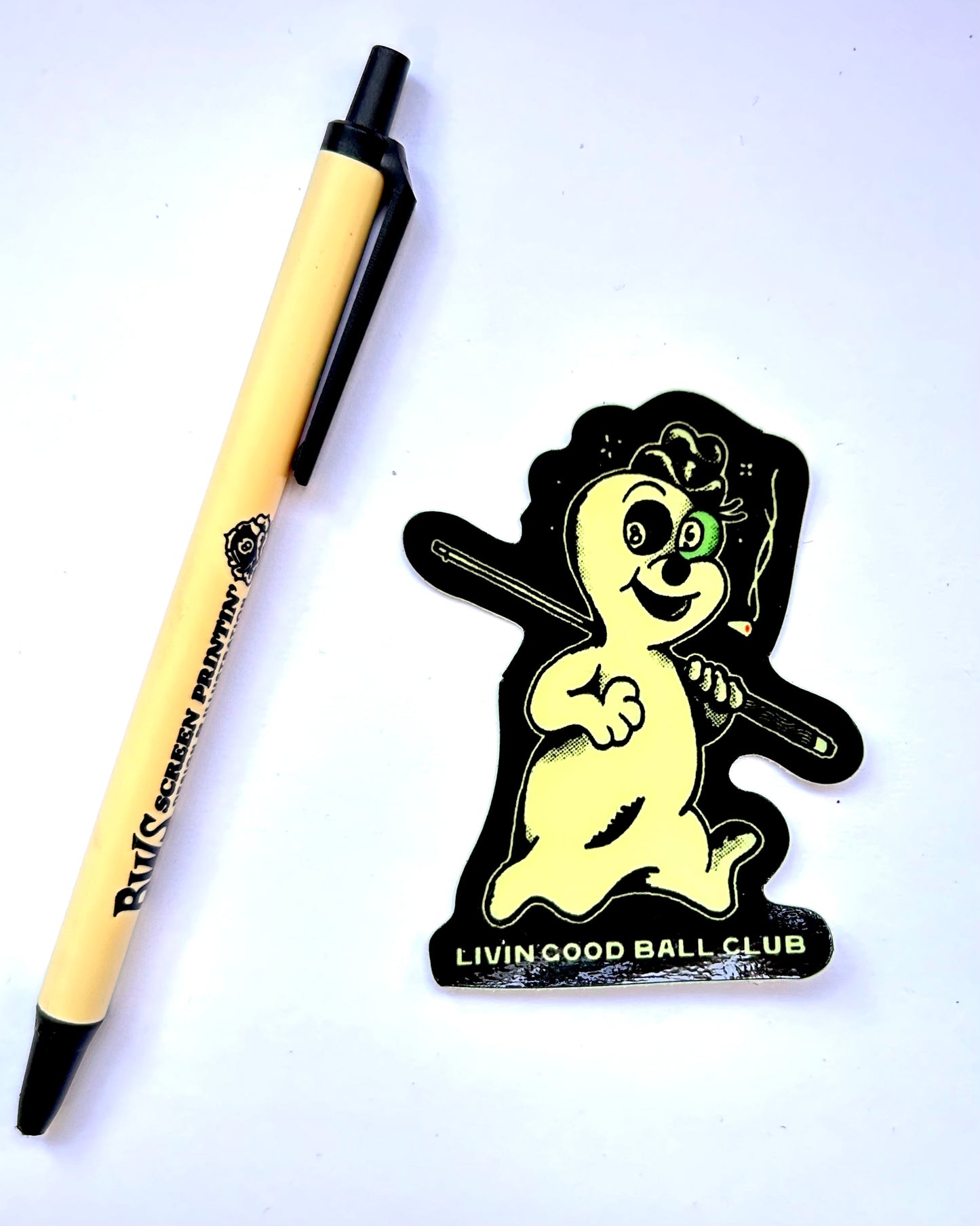 Livin' Good Ball Club - Ghosty 2.5" - vinyl sticker billiard pool laptop water bottle black 8 ball ghost spooky