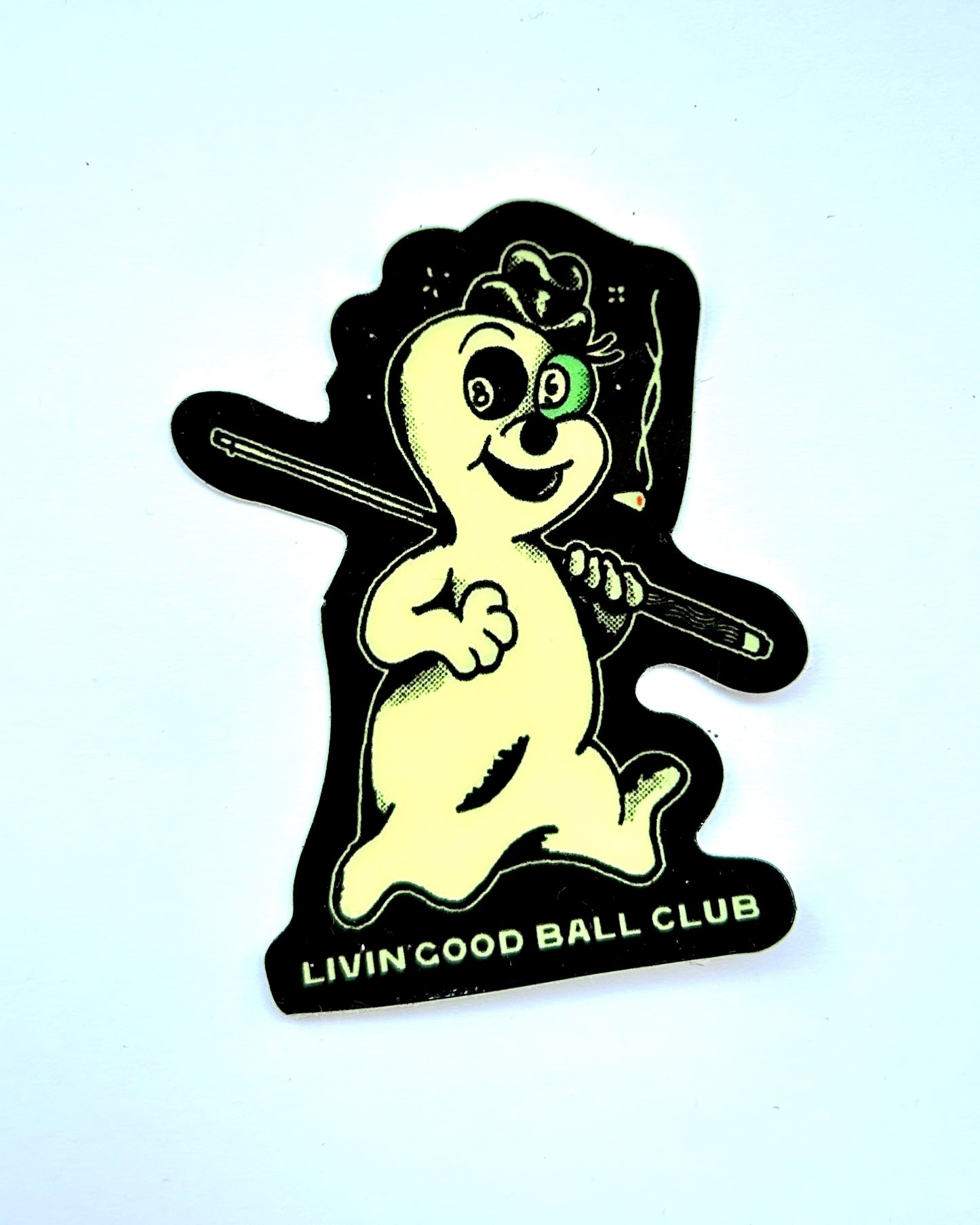 Livin' Good Ball Club - Ghosty 2.5" - vinyl sticker billiard pool laptop water bottle black 8 ball ghost spooky